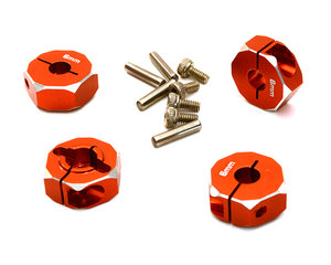 12MM HEX WHEEL (4) HUB 6MM THICK FOR 1/10 TRAXXAS, AXIAL, TAMIYA, TC & DRIFT OBM-1374RED - INTEGY