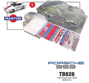 TB828 - TeamC GT8 Body- Porsche 959 Rothmans - 325mm - Unpainted