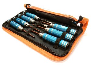 7-teiliges Mini-Werkzeugset, 1,5, 2,0, 2,5 mm Innensechskant + 4,0, 5,5 Sockel + Schraubenzieherspitzen C25381LIGHTBLUE