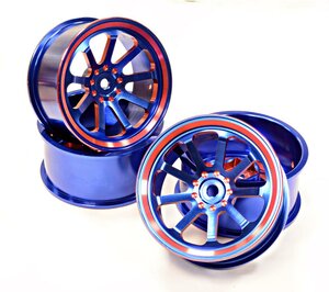 ALU 9 Spoke Wheel 0 Offset for 1/10 Drift & Touring Car C25824BLUE