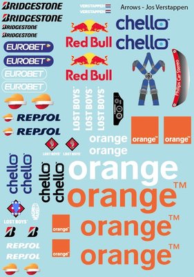 BRPD1311 Arrows F1 Decal Sheet for 1/10