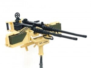 BA-H04 BA Model Studio 1/10 Scale Model Twin M2HB Browning .50 Caliber Machine Gun Replica (Standard Ammo Box wo/ Shield)