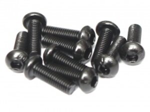 BRASBH3010 Boom Racing M3x10mm Round Head 12.9 Grade Nickel Plated Screws (10)