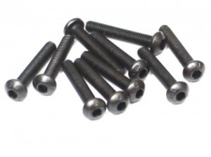 BRASBH3018 Boom Racing M3x18mm Round Head 12.9 Grade Nickel Plated Screws (10)