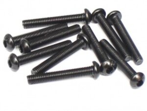 BRASBH3024 Boom Racing M3x24mm Round Head 12.9 Grade Nickel Plated Screws (10)