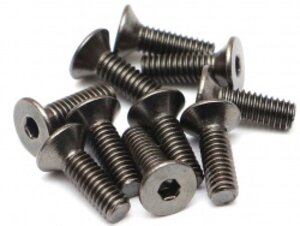 BRASFH2508 Boom Racing M2.5x8mm Counter Sunk Screw 12.9 Grade Nickel Plated Screws (10)