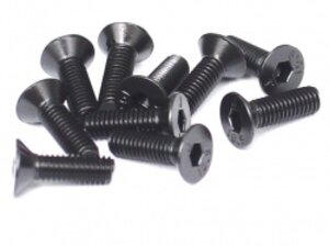 BRASFH3010 Boom Racing M3x10mm Counter Sunk Screw 12.9 Grade Nickel Plated Screws (10)