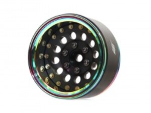 BRPB017NEOMBK Boom Racing ProBuild™ 1.9" R12 Adjustable Offset Aluminum Beadlock Wheels (2) Neo Chrome/Matte Black