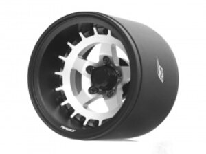 BRPB018BKRS-EW Boom Racing ProBuild™ 1.9" Extra Wide SS5 Adjustable Offset Aluminum Beadlock Wheels (2) Black/Flat Silver