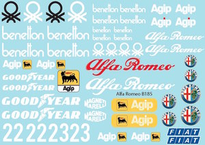 BRPD1316 Alf. Rom. Benet. 185T F1 Decal Sheet for 1/10