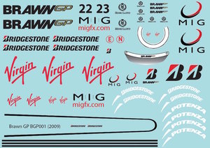 BRPD1344 Brawn GP001 (2009) F1 Decal Sheet