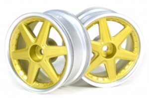 BRTR-5065.3GD Boom Racing 6-Spoke Wheel Set (2Pcs) Chrome For 1/10 RC Car (3mm Offset) Gold