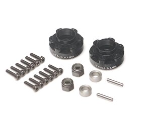 BRXT504-6LUG Boom Racing XT504 6-Lug Aluminum 12mm Wheel Hub Adapters 4MM Offset (2) Black