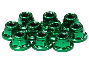 C24433GREEN - Color Flanged Lock Nut (10) 3mm Size