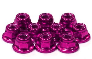 C24433PURPLE - COLOR FLANGED LOCK NUT (10) 3MM SIZE
