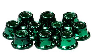 C24434GREEN - Color Flanged Lock Nut (10) 4mm Size