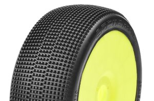 CT-15002-3-Y Captic Racing - TRACER - 1/8 Buggy Tires Mounted - CR-3 (Soft) Racing Compound - Yellow Rims - 1 Pair