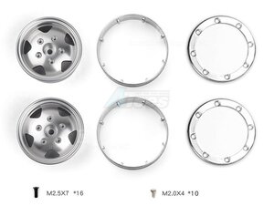 GAX0138RS GRC 1.9 Metal Beadlock Wheel for TRX4 Defender & TRC Rover SUV First Gen Silver