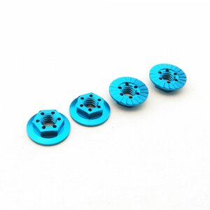 HS-48664 Hiro Seiko Thin Serrated Wheel Nut 4mm (T-Blue | 4pcs)