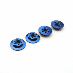 HS-48665 Hiro Seiko Thin Serrated Wheel Nut 4mm (Y-Blue | 4pcs)