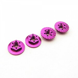 HS-48666 Hiro Seiko Thin Serrated Wheel Nut 4mm (Purple | 4pcs)