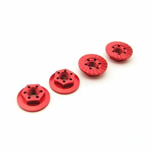HS-48667 Hiro Seiko Thin Serrated Wheel Nut 4mm (Red | 4pcs)