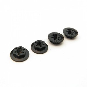 HS-48670 Hiro Seiko Thin Serrated Wheel Nut 4mm (Black | 4pcs)