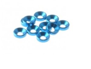 HS-69249 - Hiro Seiko 3mm Alloy Countersunk Washer [TAMIYA-Blue] ( 10 pcs)