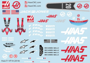 Haas VF18 (2018) 1/10 F1 Decal Sheet BRPD1357 - THE BORDER