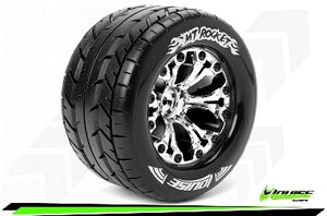 LR-T3201SC Louise RC - MT-ROCKET - 1-10 Monster Truck Komplettradsatz - Fertig Verklebt - Sport - Felgen 2.8 Chrom - Hex 12mm