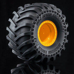 MST103023Y MST Monster Truck Wheels mit Monster Truck Tire 2Pc Yellow