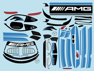 Mercedes AMG GT3 1/10 Decal Sheet - Blue BRPD1526 - THE BORDER