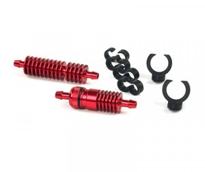 R07128R - Set Spritfilter und extra Kühler Rot (inkl. Halter & Clips) - Robitronic