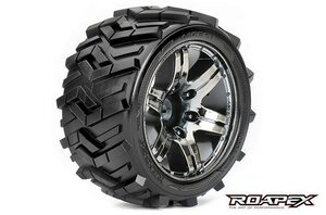 RXR2004-CB2 Reifen - 1/10 Stadium Truck - montiert - 1/2 offset - Chrome Schwarz Felgen - 12mm Hex - Morph (2 Stk.)