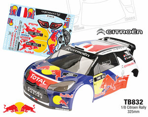 TB832 1/8 Citroen Rally, 325mm LEXAN klar TEAM C