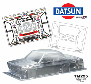 TC-TM225 Team C Mini Body Datsun 510 Wheelbase 225mm Body mit Sticker