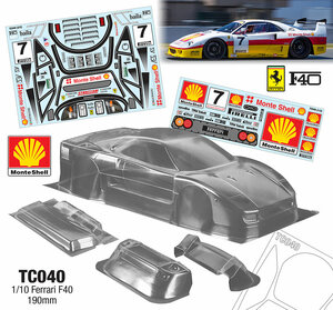 TC040-SHELL 1/10 Ferrari F40 190mm LEXAN KLAR - TEAM C