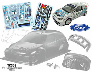 TC303 1/10 Ford Focus WRC 2003, 190mm Lexan klar Team C