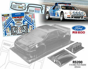 TM-RS200 1/10 Mini Ford RS200, 225mm LEXAN KLAR - TEAM C