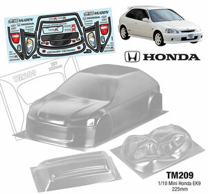 TM209 1/10 Mini Honda EK9, 225mm Body mit Sticker Lexan klar