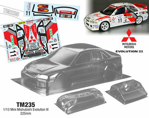 TM235 1/10 Mini Mitsubishi Evolution III, 225mm LEXAN KLAR - TEAM C
