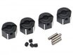 BRLC7056 Boom Racing 8mm Width Aluminum 12mm Hex Adaptors with Pins & Set Screws (4) Black for BRX01